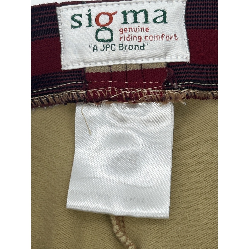 Sigma Kids Tan Equestrian Riding Breeches Pants Beige Burgundy Size 16 JPC Brand - Picture 5 of 10